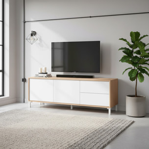 Mobile Tv Credenza Soggiorno Porta Televisione Madia Design Moderno Arredo Casa Mobile Basso Tv Melaminico 130 x 41 x 47 Cm Rovere E Bianco Opaco