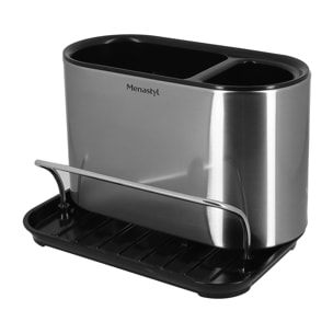 Organisateur d'évier en acier inoxydable et plastique