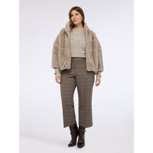 Fiorella Rubino - Chaqueta corta efecto peluche con capucha - Gris