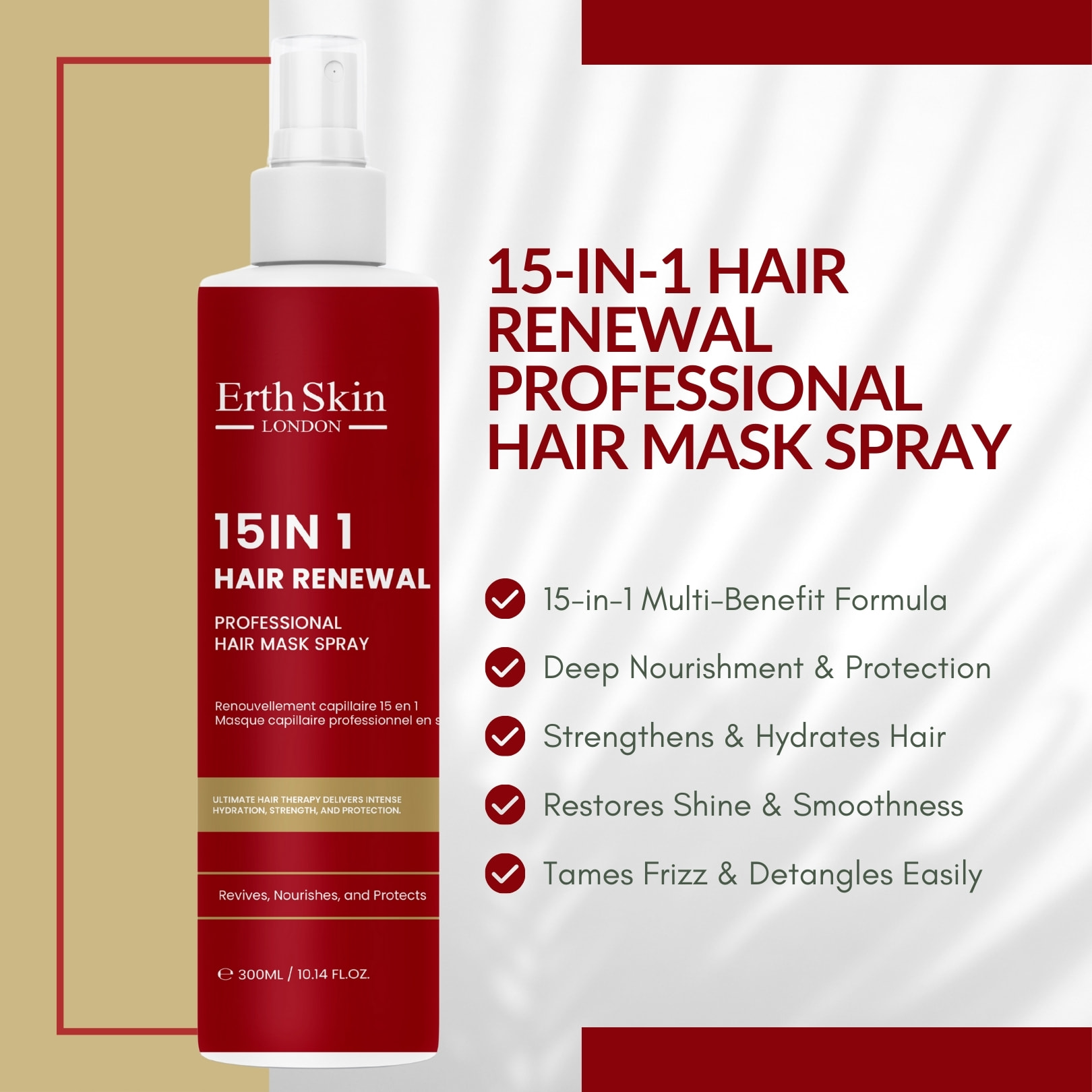 Mascarilla capilar profesional en spray 15 en 1 para extensiones