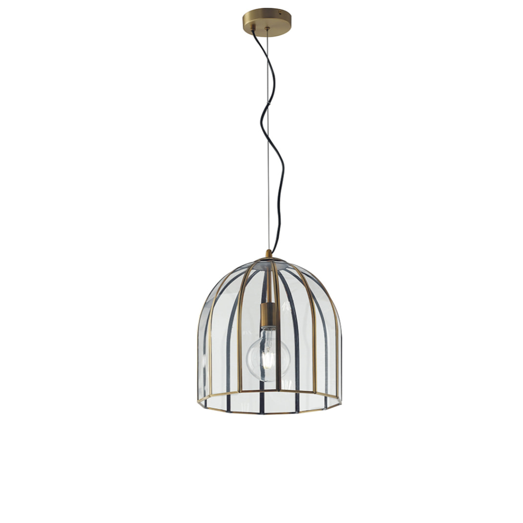 Lampadario a sospensione CHESTER in vetro e ottone (1xE27)