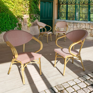 Lot de 2 fauteuils de table extérieur en textilène rouge AMALFI