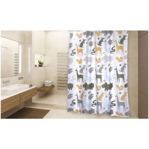 Rideau de douche Polyester NOE 180x200cm QUALITE PREMIUM Multicolor - Anneaux inclus MSV