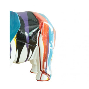 Statuette éléphant multicolore en résine blanche H21cm - ELEPH