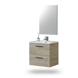 Mueble de baño con espejo Sense 2 cajones 60 Roble Alaska