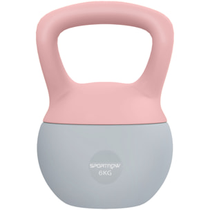 Pesa Rusa 6 kg, Soft Kettlebell Relleno de Arena Metálica y Mango Antideslizante, para Entrenamiento Culturismo en Casa, Gimnasio, Rosa Palo y Gris