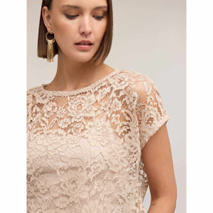 Motivi - Blusa corta in pizzo - Beige