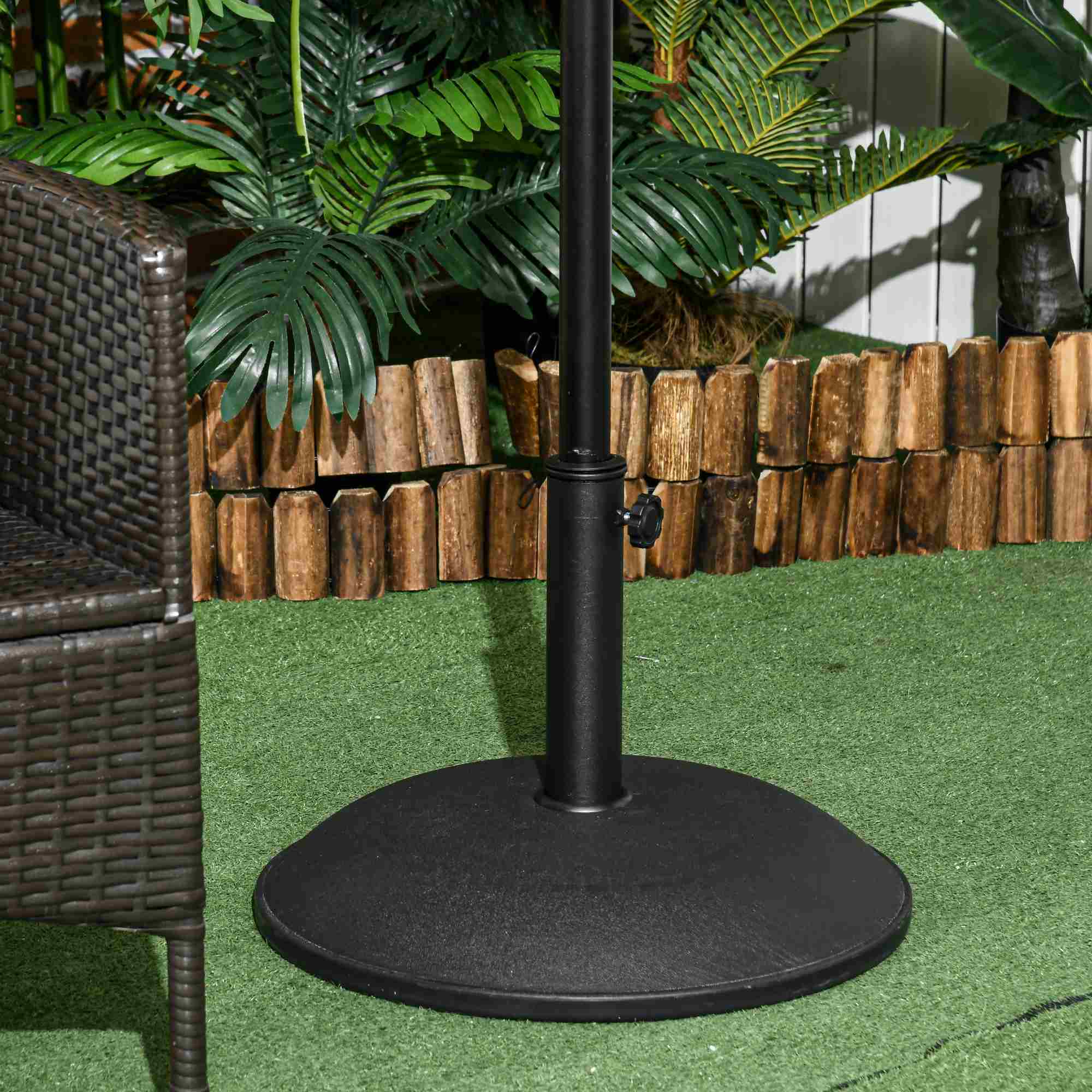 Pied de parasol rond base de lestage parasol Ø 45 x 36H cm poids net 20 Kg ciment PVC gris noir