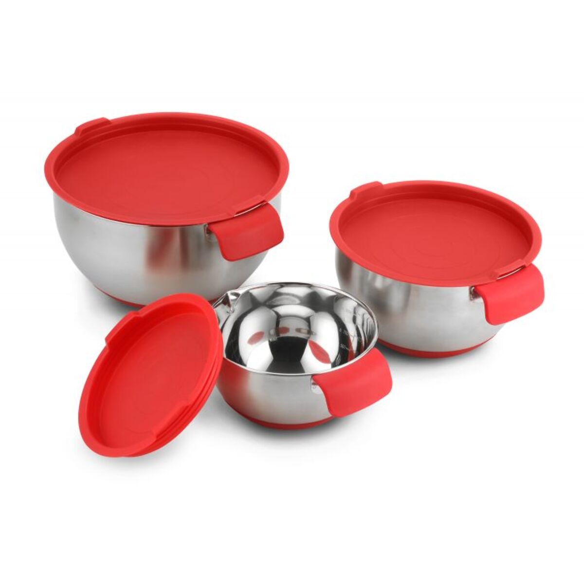 Ensemble de 3 bols avec couvercle et râpe Herzberg HG04036