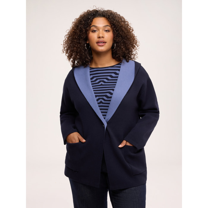 Fiorella Rubino - Abrigo de punto bicolor - Azul