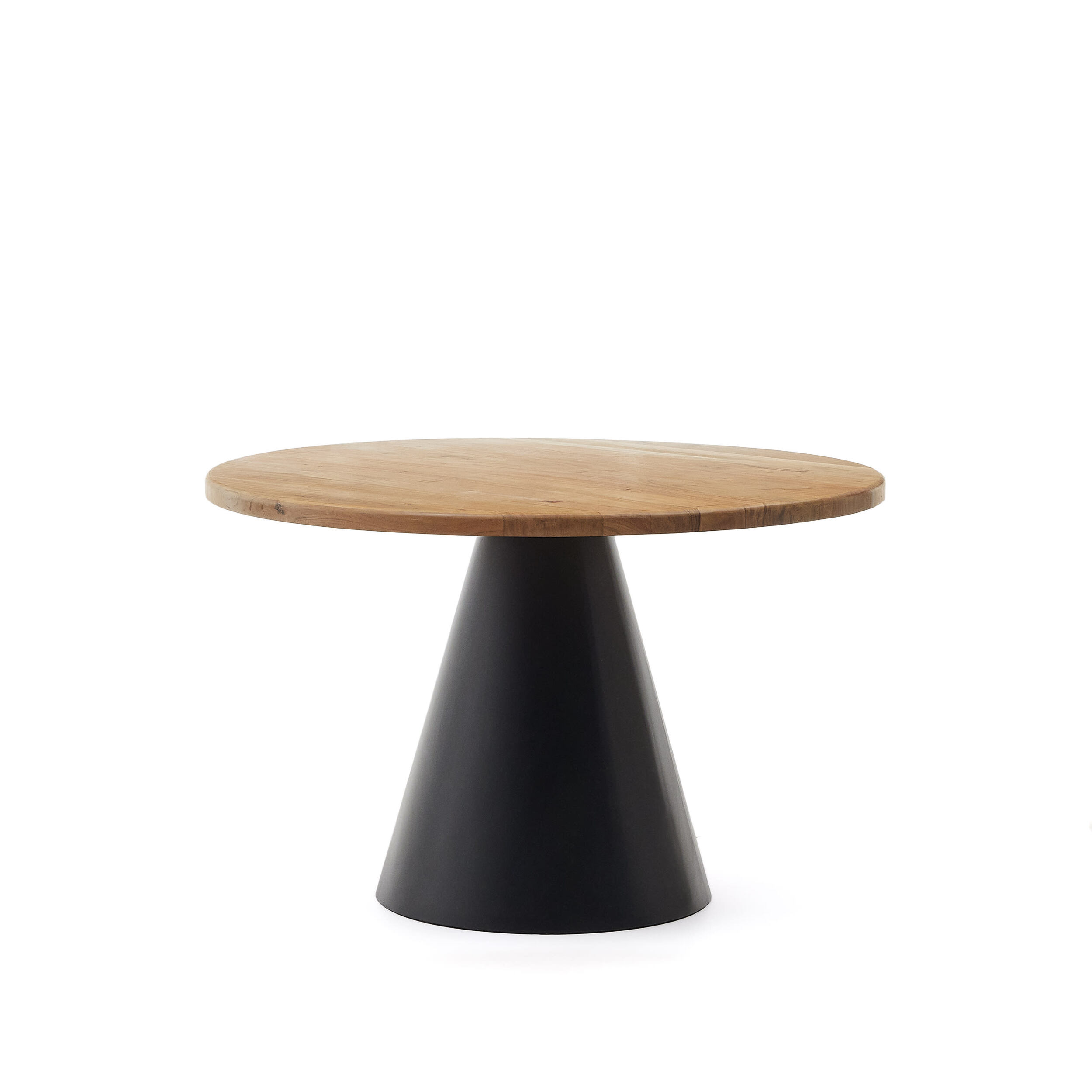 Kave Home - Tavolo rotondo Wilshire in legno massiccio di acacia e gambe in acciaio nero Ø 120 cm