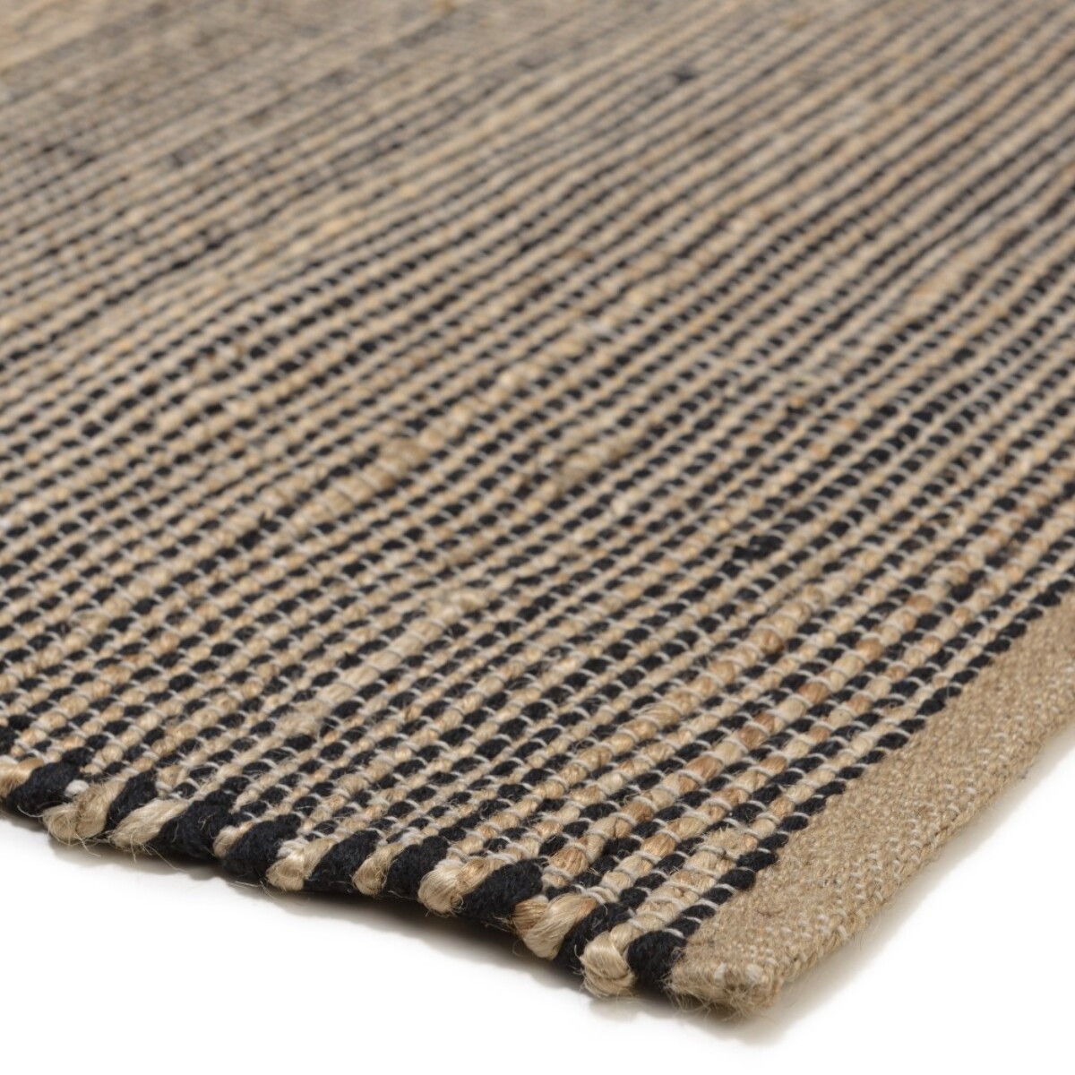 QUENTIN - Tapis rect. 160x230cm en jute et coton couleur sable et noir