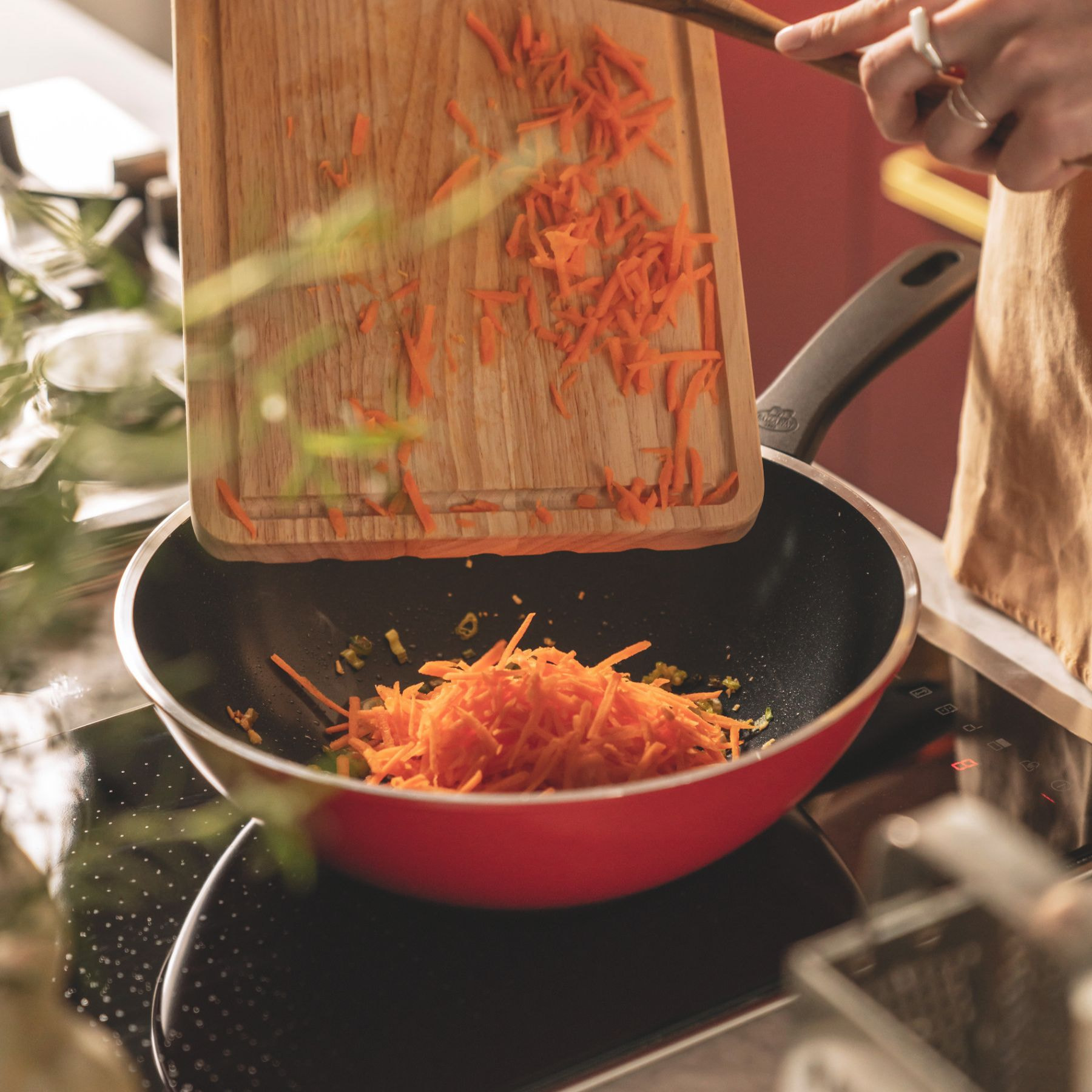 Wok, 28 cm, Aluminium, Revêtement céramique