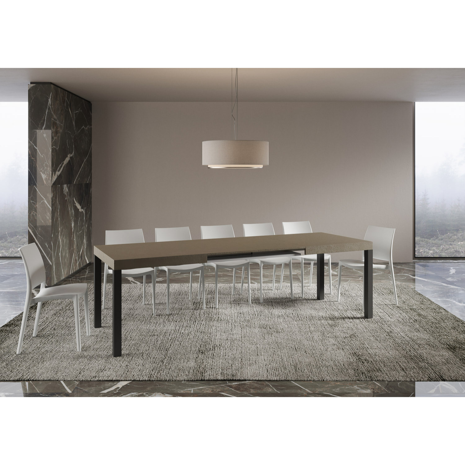 Mesa extensible 80x160/244 cm Everyday Gris Paloma estructura Antracita