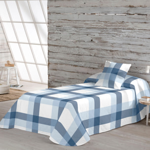 Colcha Bouti Estampada - 100% Algodón - 70 gr/m² - Escoces Azul