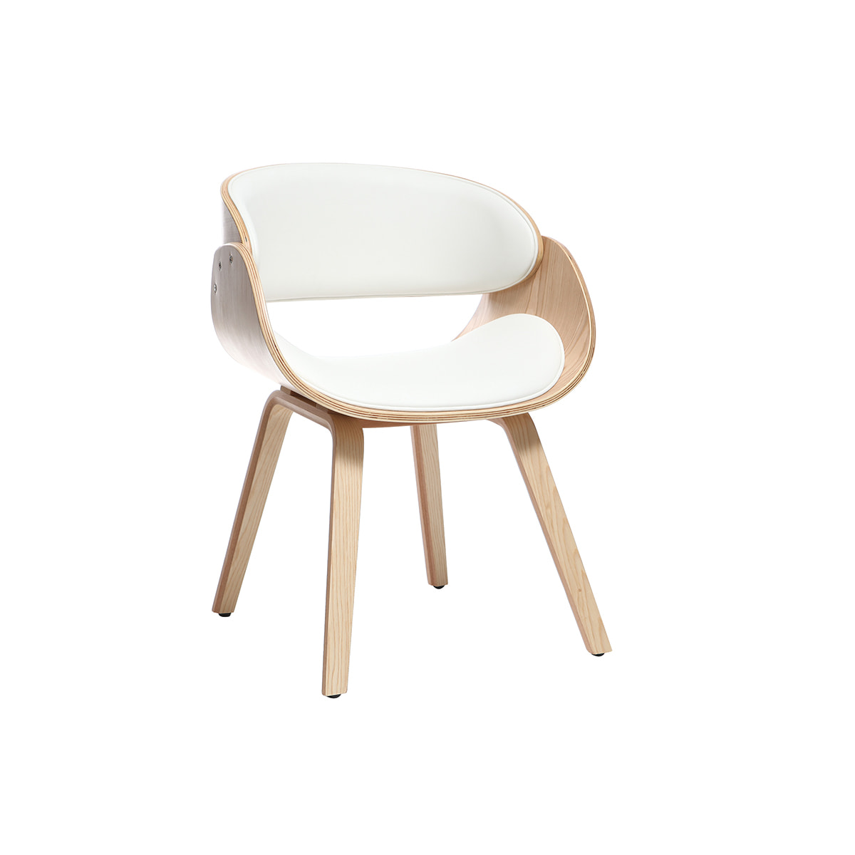 Chaise design blanc et bois clair BENT