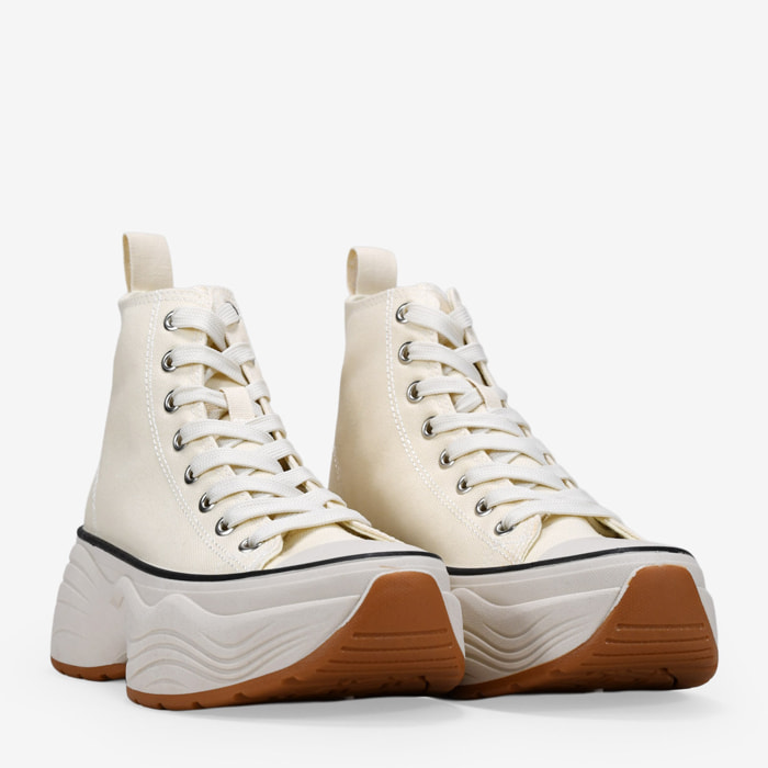 Zapatillas altas de tela beige