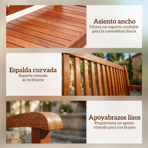 Banco de Jardín de Madera, Banco de Exterior de 2 Plazas con Funda Impermeable, Respaldo Ergonómico, Reposabrazos, Carga 240 kg, para Patio, Terraza, 125x62x90 cm, Marrón Claro