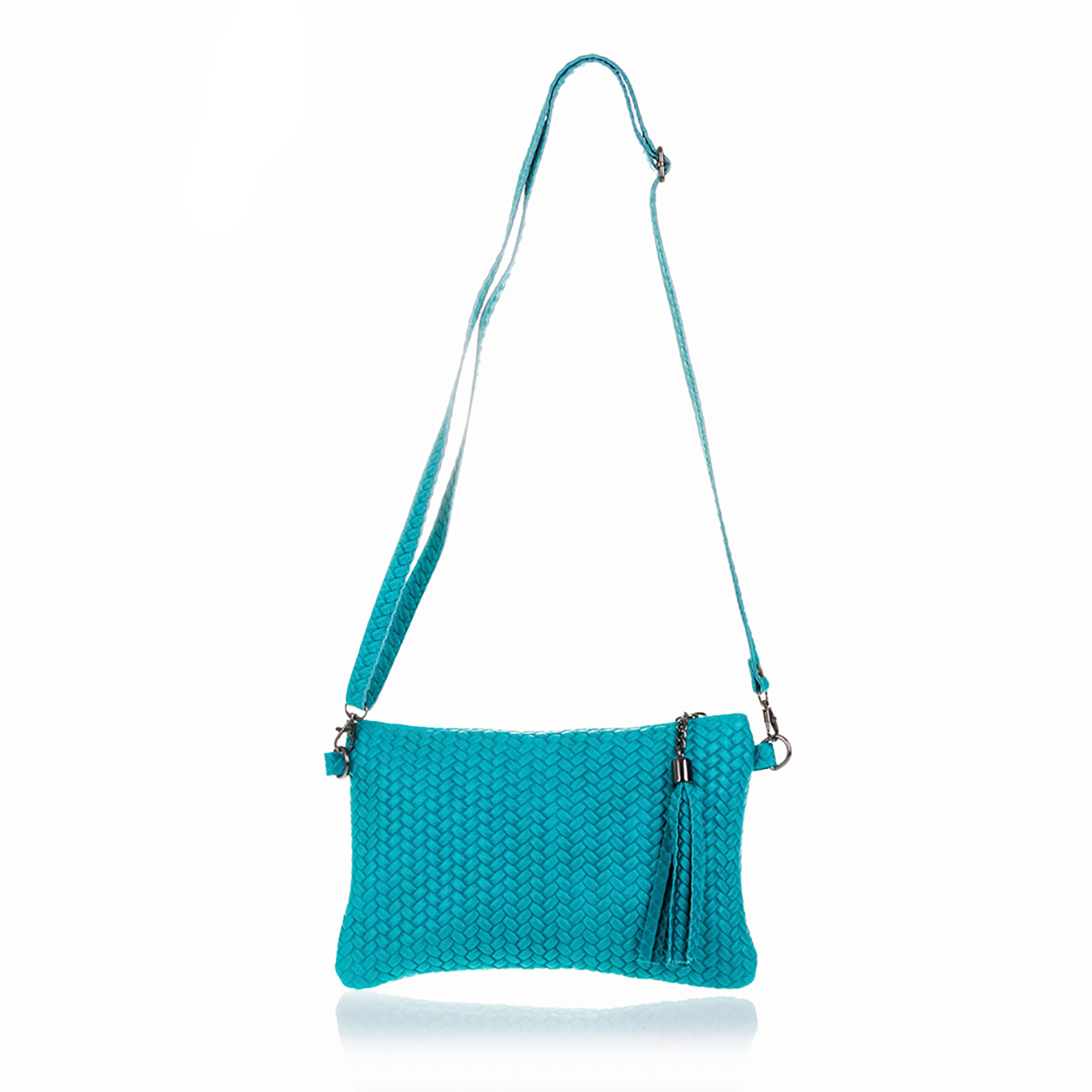 Oleggio Borsa a tracolla Donna.Pelle autentica Camoscio Stampa Spina di pesce