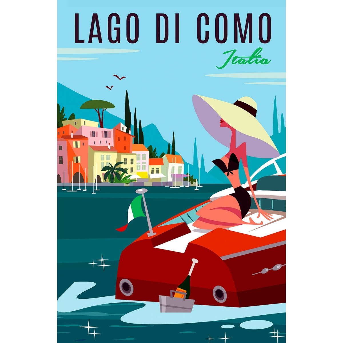 Tableau retro lac de côme Tableau plexiglas