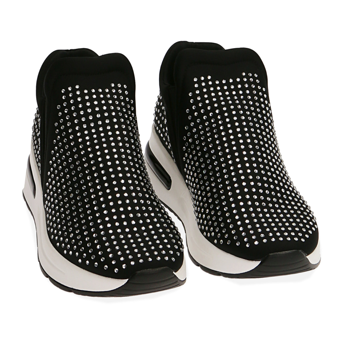 Slip-on de lycra blanco/negro con pedrería