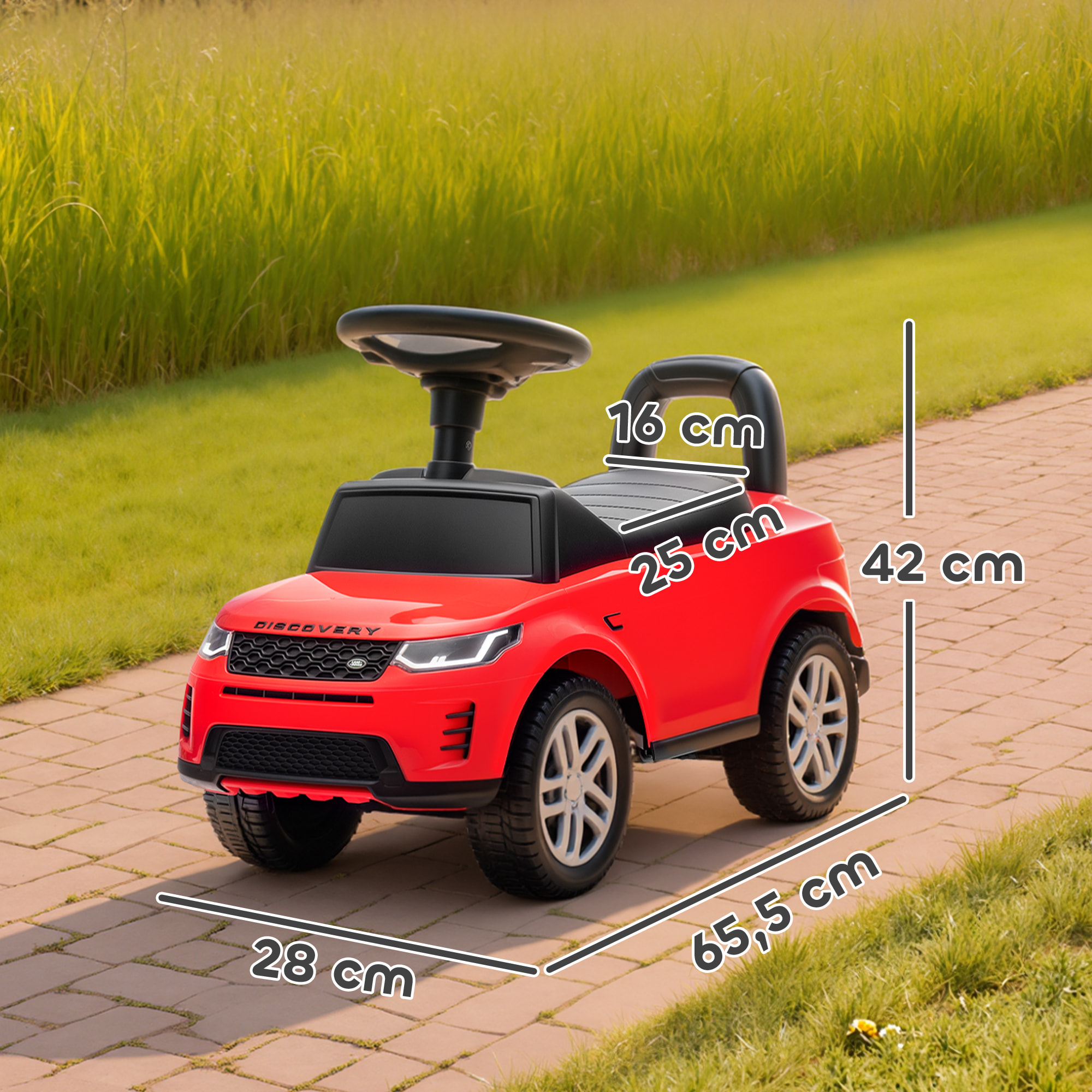 Coche Correpasillos con Licencia de Land Rover, Correpasillos para Niños de 18-36 Meses con Almacenaje, Volante, Bocina, Sonidos de Motor, 65,5x28x42 cm, Rojo