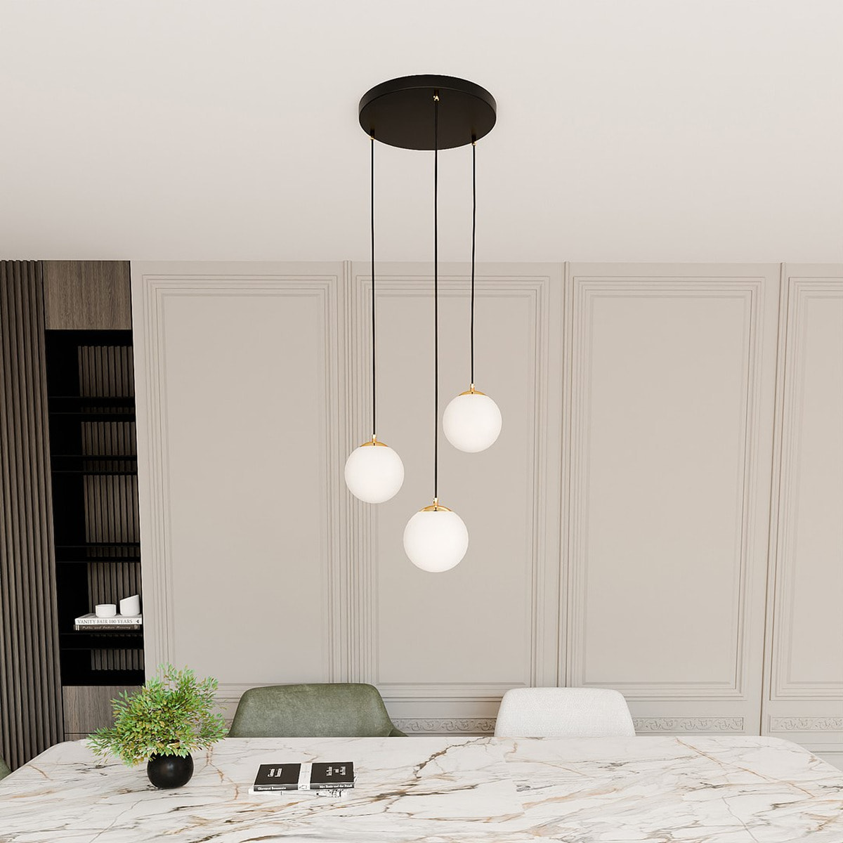 Lampada a sospensione ROYAL in metallo nero e oro