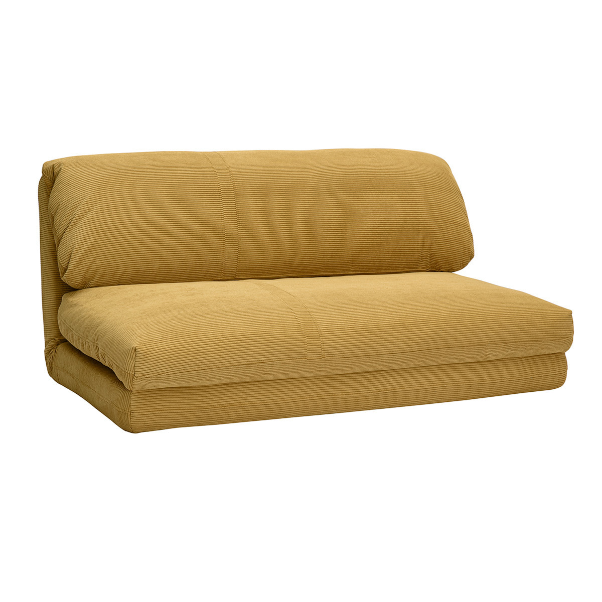 Chauffeuse convertible 2 places en tissu velours côtelé jaune curry SPENCER