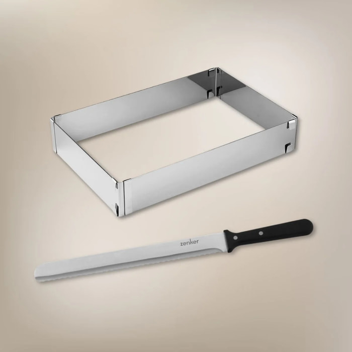 Cadre à gâteaux rectangulaire réglable et couteau à pâtisserie 30 cm Zenker Smart Pastry
