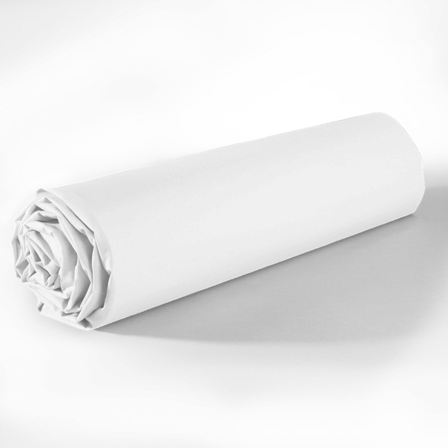Drap housse 100% coton uni - essentiel - blanc