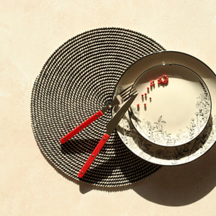 Lot de 6 sets de table rond en papier et coton noir 36cm