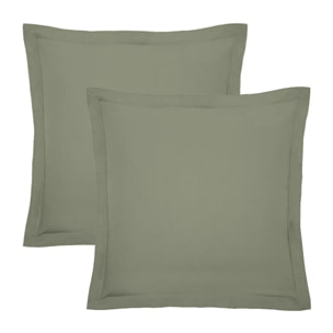 Lot de 2 taies percale de coton uni vert La percale francaise verde