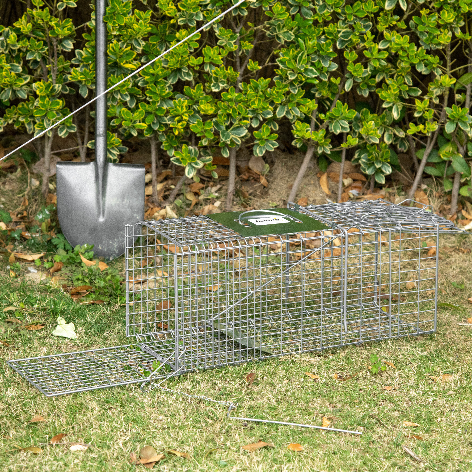 Trampa para Animales Vivos Plegable 66x24x30,5 cm Jaula de Captura de Alambre con Puerta y Asa para Conejos Ratas Roedores Plata
