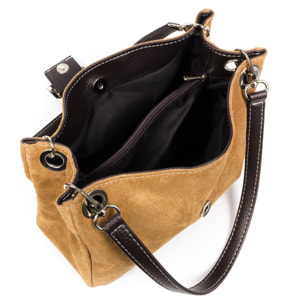 Aicurzio Borsa a spalla Donna. Pelle scamosciata autentica Dollaro