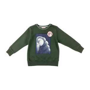 FELPA GIROCOLLO VERDE STAMPA BASEBALL