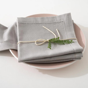 Lot de 4 serviettes de table "Chambray" gris souris 40x40cm
