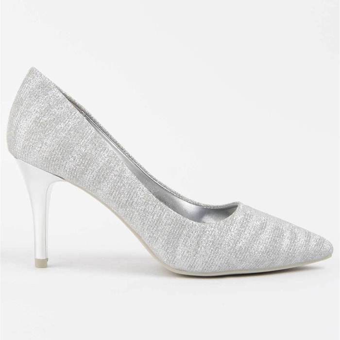 Zapato De Tacón - Plateado - Altura: 8 Cm