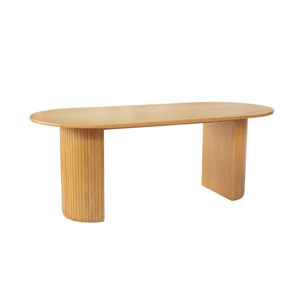 Table à manger oblongue bois d'hévéa et placage chêne 6-8 places ESTEBAN