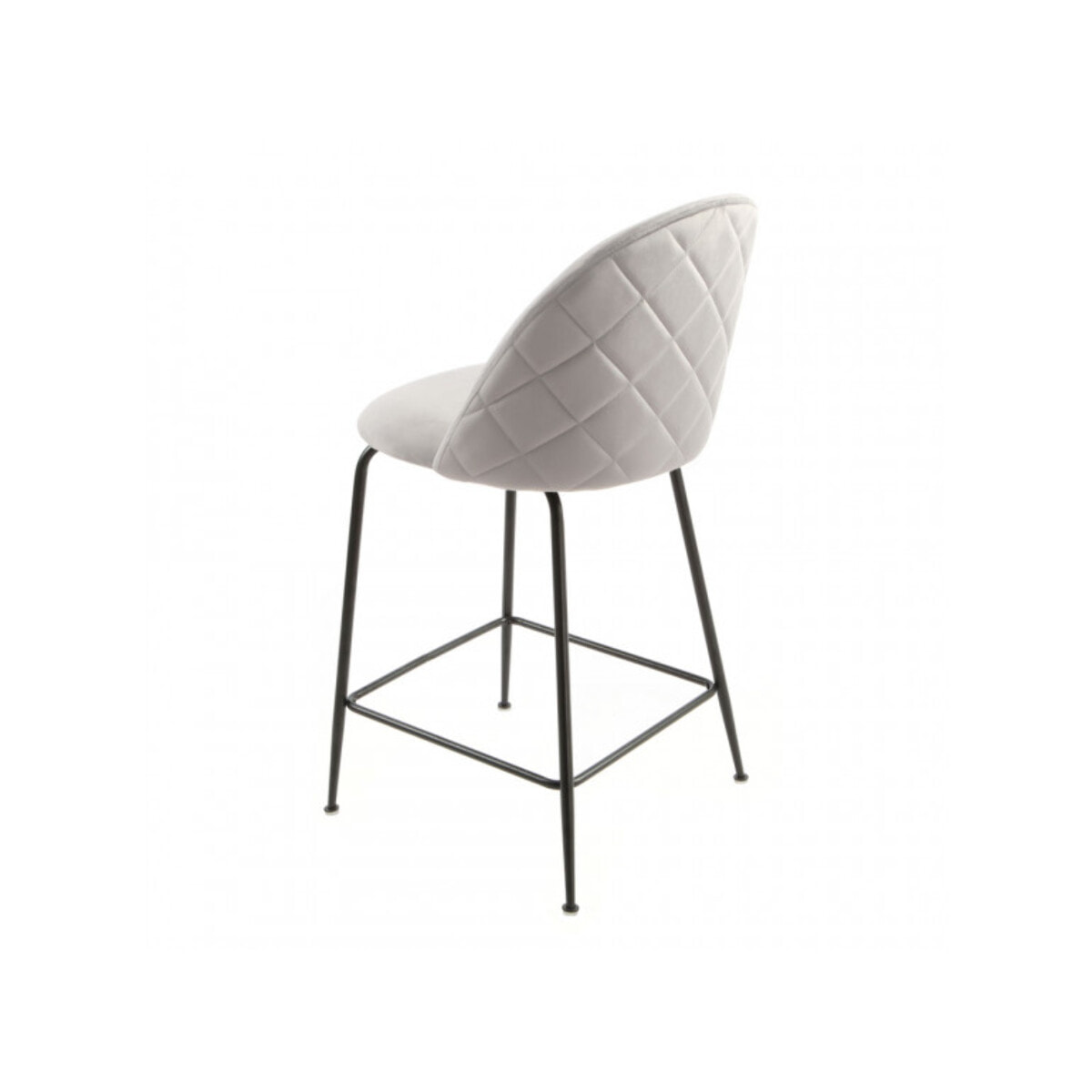 Lot de 2 chaises de bar en velours avec piètement en métal noir - CLEA