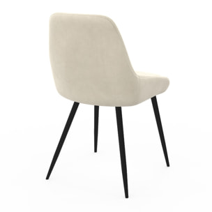 Chaises Olivia en velours et pieds métal - Crème