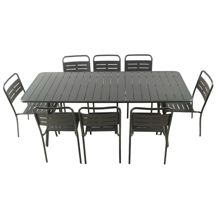 EVORA Ensemble table de jardin 200 cm et 8 chaises