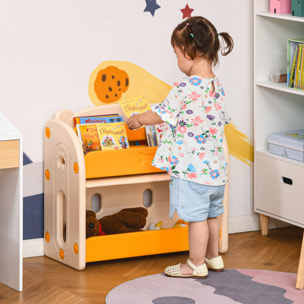 Estantería Librería Infantil con 2 Estantes y Caja con Tapa Abatible Amarillo