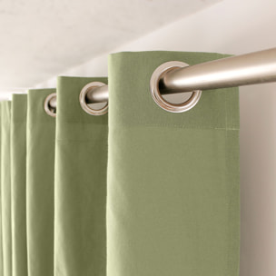 Rideau coloré en pur coton 8 œillets - Vert Olive