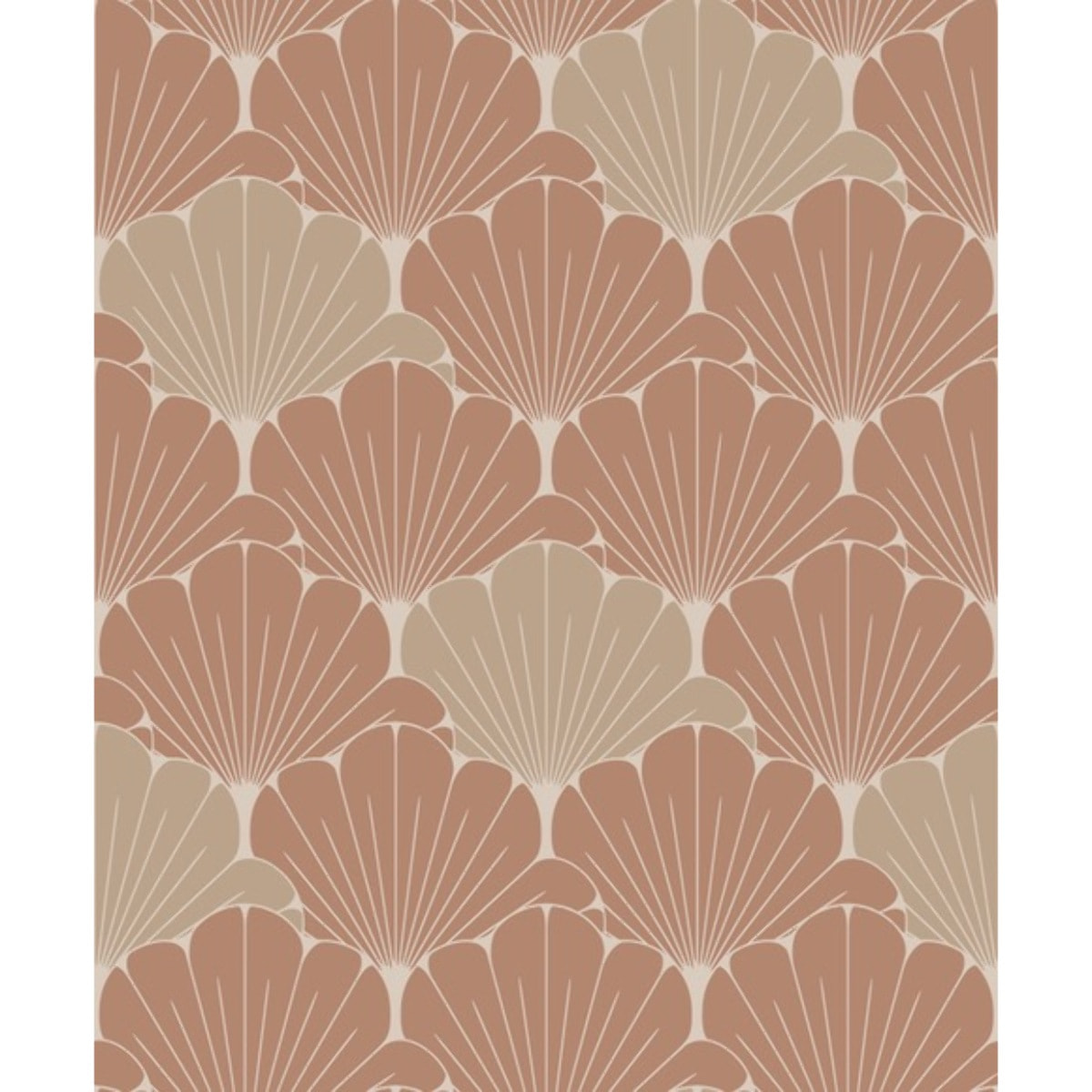 Papier peint éventails Art Déco terracotta beige
