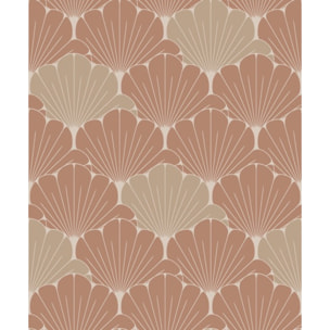 Papier peint éventails Art Déco terracotta beige