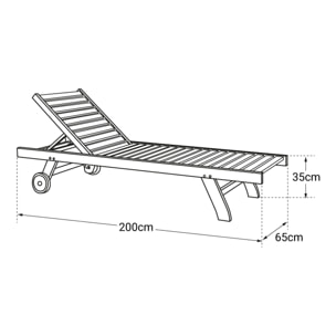 Bain de soleil droit en teck LOMBOK