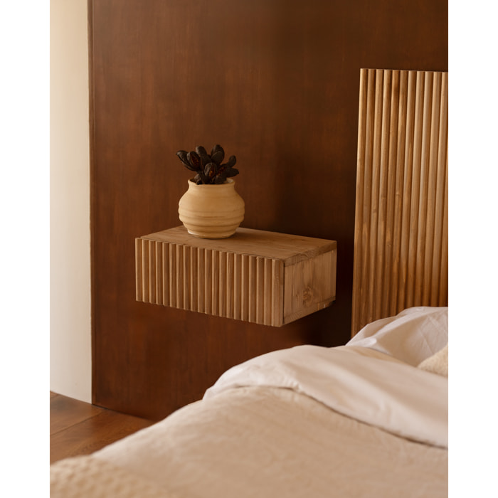 Table de chevet en bois massif flottant ton chêne foncé de 40cm Hauteur: 15 Longueur: 40 Largeur: 25.5