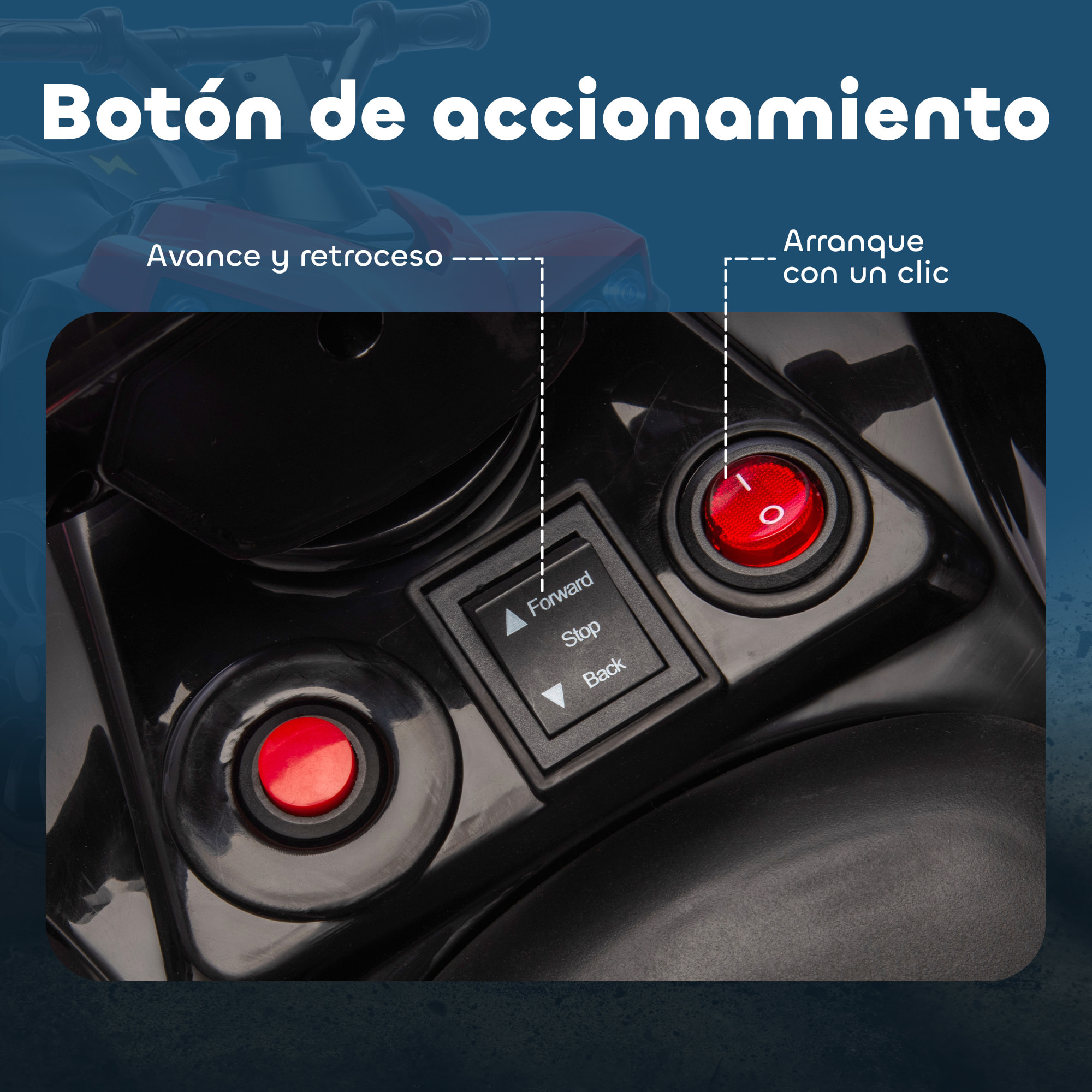Quad Eléctrico para Niños 6 V, Quad para Niños de 37 a 72 Meses, Velocidad hasta 3â€¯km/h, con Faros y Música, Rojo