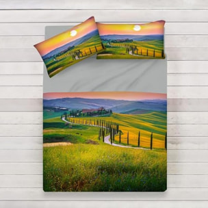 INTRECCI Set Lenzuola Matrimoniali in Cotone, Stampa Alta Qualità, Lenzuolo Sotto + Lenzuolo Sopra + 2 Federe, Comfort, Morbidezza, per Pelli Sensibili, non Stringe in Lavatrice. Fantasia: Tuscany