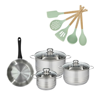 Lot Poêle 20cm Fackelmann Généva et 3 Faitouts 16/20/24cm Fackelmann Généva avec 5 ustensiles